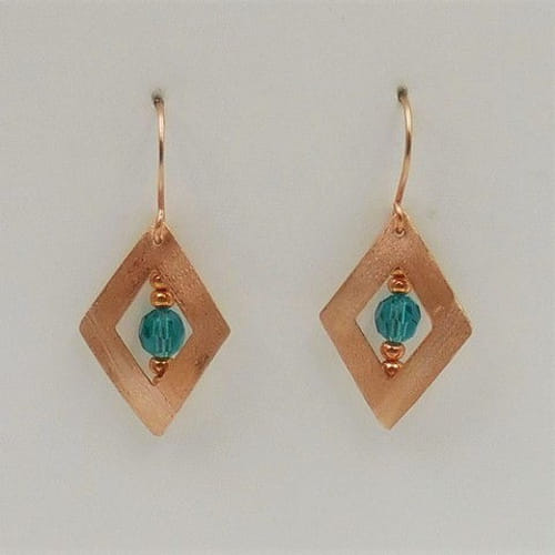 DKC-1048 Earrings copper, TQ Swarovski crystals at Hunter Wolff Gallery